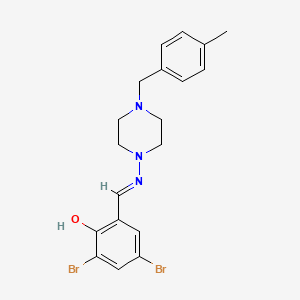 molecular formula C19H21Br2N3O B11656564 2,4-Dibromo-6-(((4-(4-methylbenzyl)-1-piperazinyl)imino)methyl)phenol 