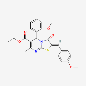 molecular formula C25H24N2O5S B11656586 ethyl (2Z)-2-(4-methoxybenzylidene)-5-(2-methoxyphenyl)-7-methyl-3-oxo-2,3-dihydro-5H-[1,3]thiazolo[3,2-a]pyrimidine-6-carboxylate 