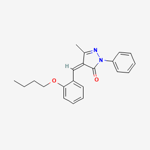 molecular formula C21H22N2O2 B11656612 (4Z)-4-[(2-Butoxyphenyl)methylidene]-3-methyl-1-phenyl-4,5-dihydro-1H-pyrazol-5-one 