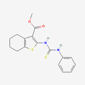 molecular formula C17H18N2O2S2 B11656624 Methyl 2-[(phenylcarbamothioyl)amino]-4,5,6,7-tetrahydro-1-benzothiophene-3-carboxylate 