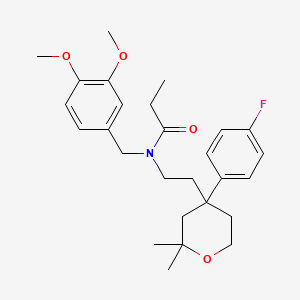 N-[(3,4-Dimethoxyphenyl)methyl]-N-{2-[4-(4-fluorophenyl)-2,2-dimethyloxan-4-YL]ethyl}propanamide