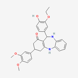 3-(3,4-dimethoxyphenyl)-11-(3-ethoxy-4-hydroxyphenyl)-2,3,4,5,10,11-hexahydro-1H-dibenzo[b,e][1,4]diazepin-1-one