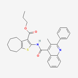 propyl 2-{[(3-methyl-2-phenylquinolin-4-yl)carbonyl]amino}-5,6,7,8-tetrahydro-4H-cyclohepta[b]thiophene-3-carboxylate