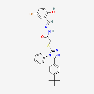 N'-[(E)-(5-bromo-2-hydroxyphenyl)methylidene]-2-{[5-(4-tert-butylphenyl)-4-phenyl-4H-1,2,4-triazol-3-yl]sulfanyl}acetohydrazide