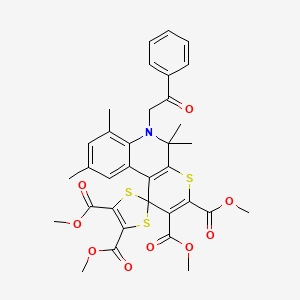 Tetramethyl 5',5',7',9'-tetramethyl-6'-(2-oxo-2-phenylethyl)-5',6'-dihydrospiro[1,3-dithiole-2,1'-thiopyrano[2,3-c]quinoline]-2',3',4,5-tetracarboxylate