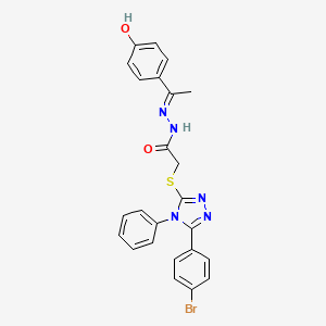 2-{[5-(4-bromophenyl)-4-phenyl-4H-1,2,4-triazol-3-yl]sulfanyl}-N'-[(1E)-1-(4-hydroxyphenyl)ethylidene]acetohydrazide