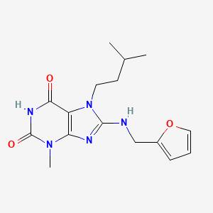 molecular formula C16H21N5O3 B11656852 8-((2-Furylmethyl)amino)-7-isopentyl-3-methyl-3,7-dihydro-1H-purine-2,6-dione 