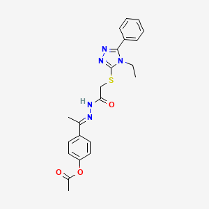 4-[(1E)-1-(2-{[(4-ethyl-5-phenyl-4H-1,2,4-triazol-3-yl)sulfanyl]acetyl}hydrazinylidene)ethyl]phenyl acetate