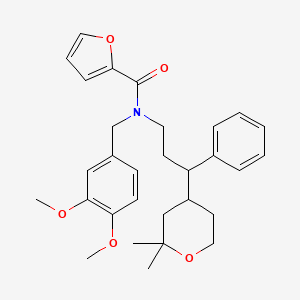 molecular formula C30H37NO5 B11656880 N-[(3,4-dimethoxyphenyl)methyl]-N-[3-(2,2-dimethyloxan-4-yl)-3-phenylpropyl]furan-2-carboxamide 