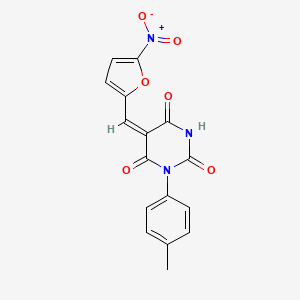 (5E)-1-(4-methylphenyl)-5-[(5-nitrofuran-2-yl)methylidene]-1,3-diazinane-2,4,6-trione