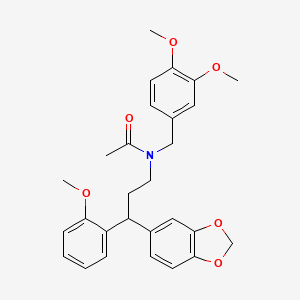 molecular formula C28H31NO6 B11656970 N-[3-(1,3-benzodioxol-5-yl)-3-(2-methoxyphenyl)propyl]-N-(3,4-dimethoxybenzyl)acetamide 