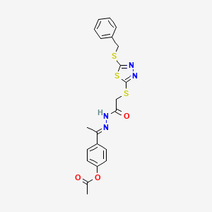 4-[(1E)-N-({[5-(benzylsulfanyl)-1,3,4-thiadiazol-2-yl]sulfanyl}acetyl)ethanehydrazonoyl]phenyl acetate