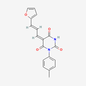 (5E)-5-[(E)-3-(furan-2-yl)prop-2-enylidene]-1-(4-methylphenyl)-1,3-diazinane-2,4,6-trione