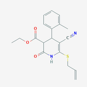 Ethyl 5-cyano-4-(2-methylphenyl)-2-oxo-6-(prop-2-en-1-ylsulfanyl)-1,2,3,4-tetrahydropyridine-3-carboxylate