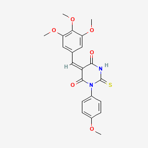 (5E)-1-(4-methoxyphenyl)-2-sulfanylidene-5-[(3,4,5-trimethoxyphenyl)methylidene]-1,3-diazinane-4,6-dione