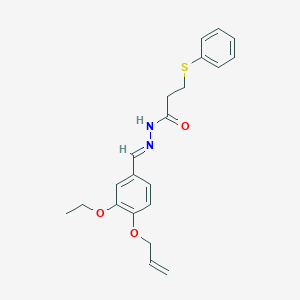 molecular formula C21H24N2O3S B11657068 N'-[(E)-[3-Ethoxy-4-(prop-2-EN-1-yloxy)phenyl]methylidene]-3-(phenylsulfanyl)propanehydrazide 