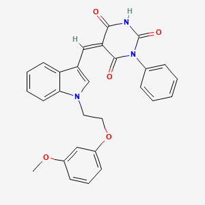 (5Z)-5-({1-[2-(3-methoxyphenoxy)ethyl]-1H-indol-3-yl}methylidene)-1-phenylpyrimidine-2,4,6(1H,3H,5H)-trione