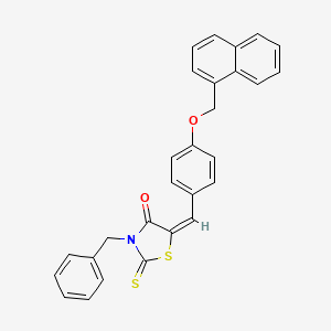 molecular formula C28H21NO2S2 B11657106 (5E)-3-benzyl-5-[4-(naphthalen-1-ylmethoxy)benzylidene]-2-thioxo-1,3-thiazolidin-4-one 