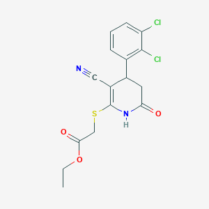 Ethyl {[3-cyano-4-(2,3-dichlorophenyl)-6-oxo-1,4,5,6-tetrahydropyridin-2-yl]sulfanyl}acetate