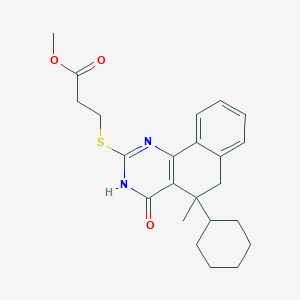 Methyl 3-[(5-cyclohexyl-4-hydroxy-5-methyl-5,6-dihydrobenzo[h]quinazolin-2-yl)sulfanyl]propanoate