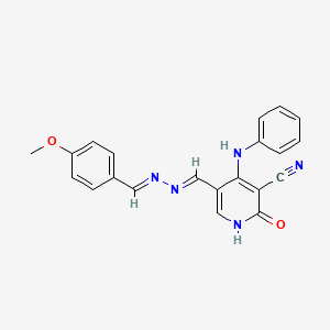 4-Anilino-5-[(4-methoxybenzylidene)carbonohydrazonoyl]-2-oxo-1,2-dihydro-3-pyridinecarbonitrile