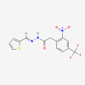 2-[2-nitro-4-(trifluoromethyl)phenyl]-N'-[(E)-thiophen-2-ylmethylidene]acetohydrazide