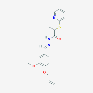 molecular formula C19H21N3O3S B11657235 N'-{(E)-[3-methoxy-4-(prop-2-en-1-yloxy)phenyl]methylidene}-2-(pyridin-2-ylsulfanyl)propanehydrazide 