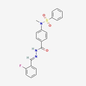 molecular formula C21H18FN3O3S B11657297 N-(4-{[(2E)-2-(2-fluorobenzylidene)hydrazinyl]carbonyl}phenyl)-N-methylbenzenesulfonamide 