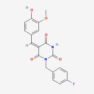 (5E)-1-[(4-fluorophenyl)methyl]-5-[(4-hydroxy-3-methoxyphenyl)methylidene]-1,3-diazinane-2,4,6-trione