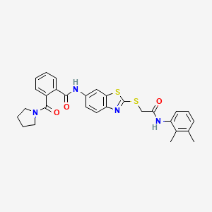 N-[2-({2-[(2,3-dimethylphenyl)amino]-2-oxoethyl}sulfanyl)-1,3-benzothiazol-6-yl]-2-(pyrrolidin-1-ylcarbonyl)benzamide