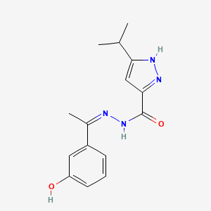 N'-[(1Z)-1-(3-hydroxyphenyl)ethylidene]-3-(propan-2-yl)-1H-pyrazole-5-carbohydrazide