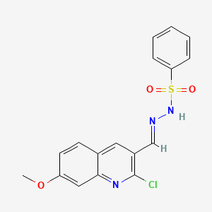 N'-[(E)-(2-chloro-7-methoxyquinolin-3-yl)methylidene]benzenesulfonohydrazide