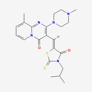 molecular formula C22H27N5O2S2 B11657451 3-[(Z)-(3-Isobutyl-4-oxo-2-thioxo-1,3-thiazolidin-5-ylidene)methyl]-9-methyl-2-(4-methyl-1-piperazinyl)-4H-pyrido[1,2-A]pyrimidin-4-one 