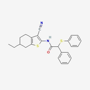 N-(3-cyano-6-ethyl-4,5,6,7-tetrahydro-1-benzothiophen-2-yl)-2-phenyl-2-(phenylsulfanyl)acetamide