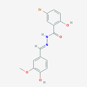 molecular formula C15H13BrN2O4 B11657490 5-bromo-2-hydroxy-N'-[(E)-(4-hydroxy-3-methoxyphenyl)methylidene]benzohydrazide 