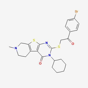 5-[2-(4-bromophenyl)-2-oxoethyl]sulfanyl-4-cyclohexyl-11-methyl-8-thia-4,6,11-triazatricyclo[7.4.0.02,7]trideca-1(9),2(7),5-trien-3-one