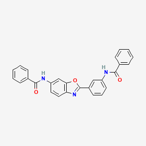 molecular formula C27H19N3O3 B11657502 N-[2-(3-benzamidophenyl)-1,3-benzoxazol-6-yl]benzamide 