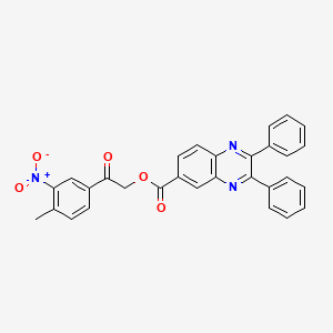 molecular formula C30H21N3O5 B11657513 2-(4-Methyl-3-nitrophenyl)-2-oxoethyl 2,3-diphenylquinoxaline-6-carboxylate 