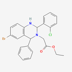 ethyl [6-bromo-2-(2-chlorophenyl)-4-phenyl-1,4-dihydroquinazolin-3(2H)-yl]acetate