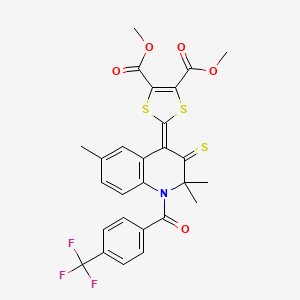 dimethyl 2-[2,2,6-trimethyl-3-thioxo-1-{[4-(trifluoromethyl)phenyl]carbonyl}-2,3-dihydroquinolin-4(1H)-ylidene]-1,3-dithiole-4,5-dicarboxylate