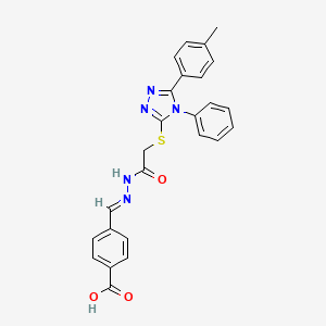 4-{(E)-[2-({[5-(4-methylphenyl)-4-phenyl-4H-1,2,4-triazol-3-yl]sulfanyl}acetyl)hydrazinylidene]methyl}benzoic acid