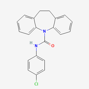 molecular formula C21H17ClN2O B11657599 N-(4-chlorophenyl)-10,11-dihydro-5H-dibenzo[b,f]azepine-5-carboxamide 