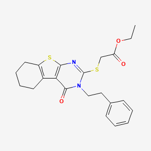 Ethyl {[4-oxo-3-(2-phenylethyl)-3,4,5,6,7,8-hexahydro[1]benzothieno[2,3-d]pyrimidin-2-yl]sulfanyl}acetate