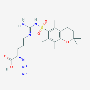 molecular formula C20H30N6O5S B1165761 (2S)-5-[[amino-[(2,2,5,7,8-pentamethyl-3,4-dihydrochromen-6-yl)sulfonylamino]methylidene]amino]-2-azidopentanoic acid 