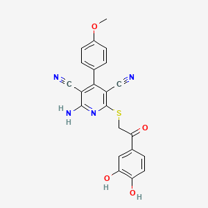 molecular formula C22H16N4O4S B11657610 2-Amino-6-{[2-(3,4-dihydroxyphenyl)-2-oxoethyl]sulfanyl}-4-(4-methoxyphenyl)pyridine-3,5-dicarbonitrile CAS No. 337500-72-8