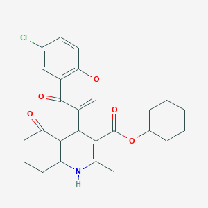 cyclohexyl 4-(6-chloro-4-oxo-4H-chromen-3-yl)-2-methyl-5-oxo-1,4,5,6,7,8-hexahydroquinoline-3-carboxylate