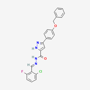 molecular formula C24H18ClFN4O2 B11657629 5-(4-(Benzyloxy)phenyl)-N'-(2-chloro-6-fluorobenzylidene)-1H-pyrazole-3-carbohydrazide CAS No. 302918-10-1