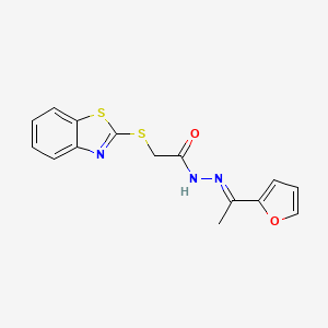 2-(1,3-benzothiazol-2-ylsulfanyl)-N'-[(1E)-1-(furan-2-yl)ethylidene]acetohydrazide