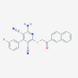 2-Amino-4-(3-fluorophenyl)-6-{[2-(naphthalen-2-yl)-2-oxoethyl]sulfanyl}pyridine-3,5-dicarbonitrile