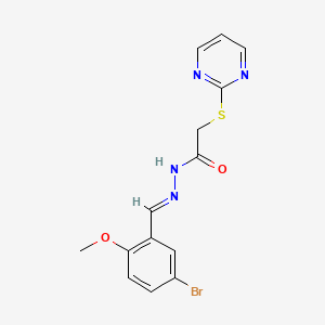 molecular formula C14H13BrN4O2S B11657650 N'-[(E)-(5-bromo-2-methoxyphenyl)methylidene]-2-(pyrimidin-2-ylsulfanyl)acetohydrazide 